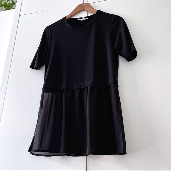 BCBGeneration Boxy Two-Fer Black Top Small - Picture 5 of 6